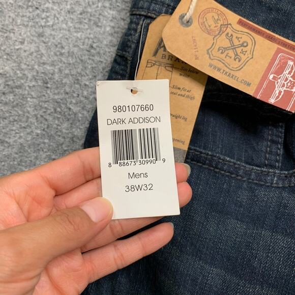 Axel Jeans Mens 38 Blue Stretch Straight Leg Dark Addison 17" Leg Opening - Picture 4 of 13